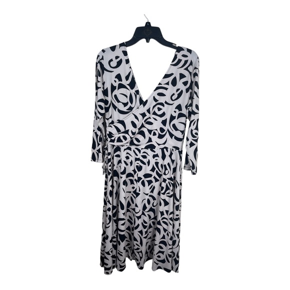 Karin Stevens Patterned Faux Wrap Dress Size 12 - Picture 2 of 8